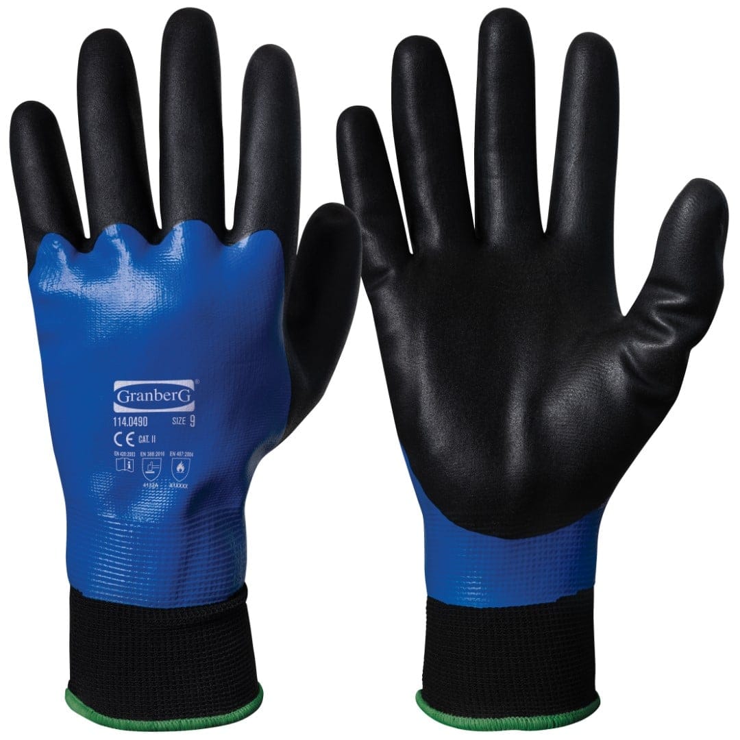GRANBERG 0490: Waterproof Nitrile Grip Gloves