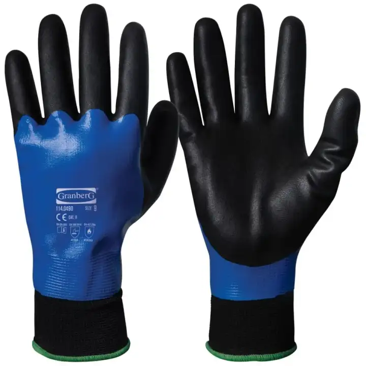 GRANBERG 0490: Waterproof Nitrile Grip Gloves