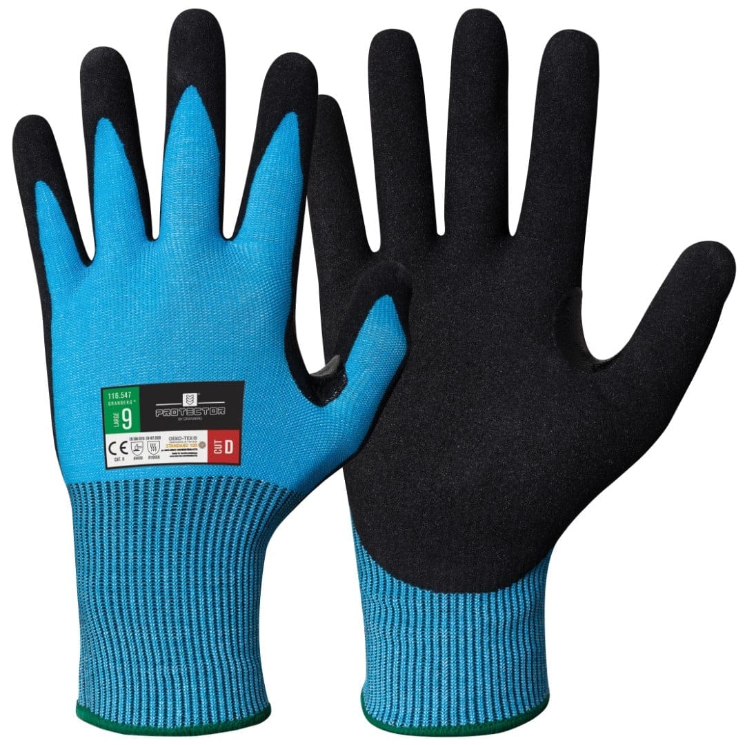 GRANBERG 547: Cut Level D Sandy Nitrile Grip Gloves