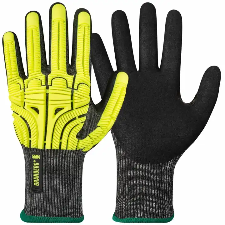 GRANBERG 5504: Cut D Impact Gloves, Sandy Nitrile Palm